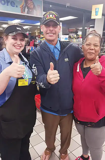 Workers and the Veteran David Haave giving love to the community 2023 -- David Haave